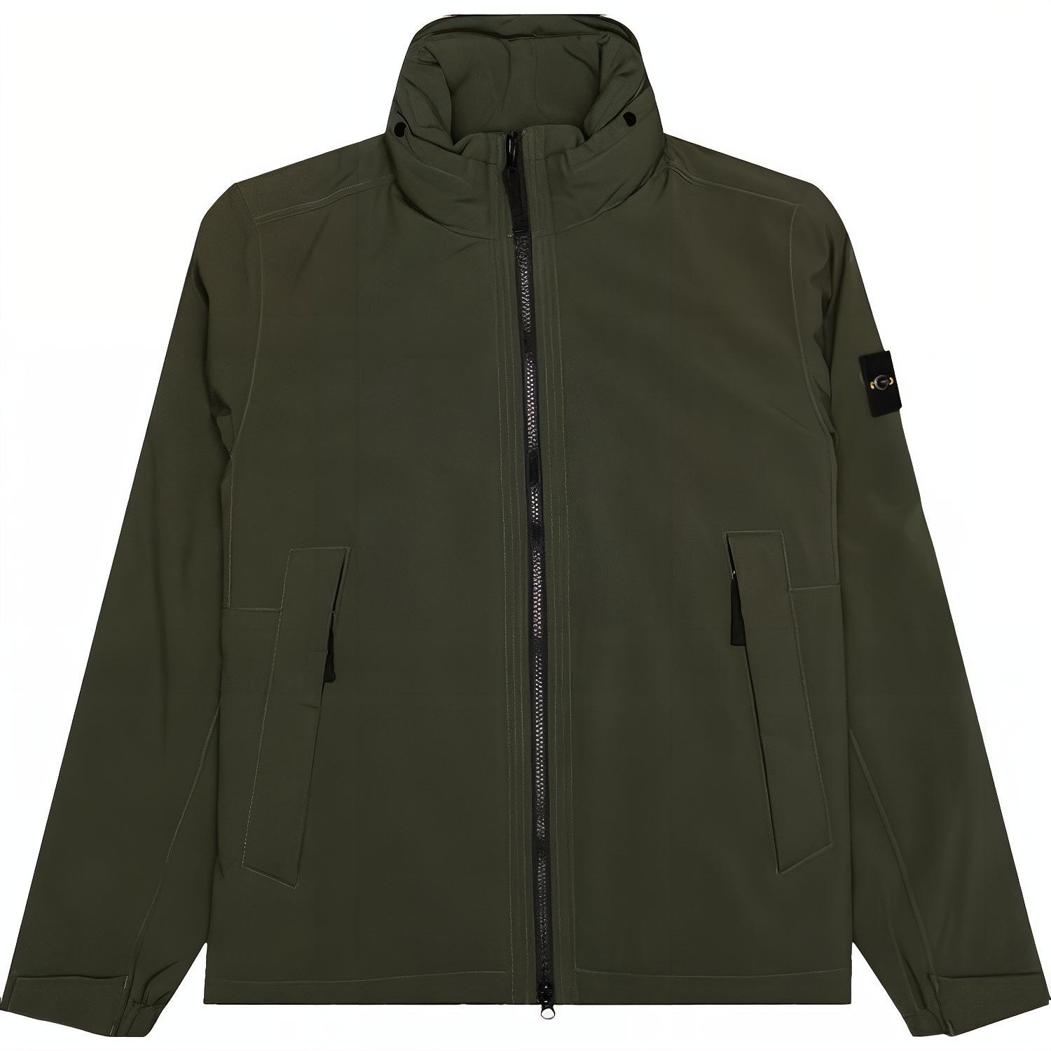 Stone Island Green High-Neck Zip-Up Jacket for Men 731541527-V0059