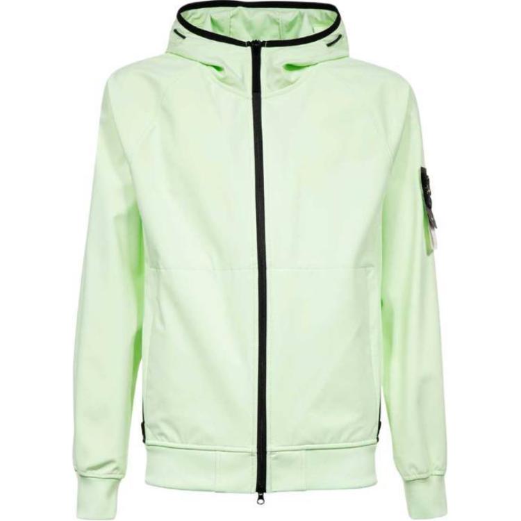 Stone Island Green Hooded Slim Fit Zipper Jacket with Logo Patch POIZON2408051435