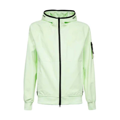 Stone Island Green Hooded Slim Fit Zipper Jacket with Logo Patch POIZON2408051435