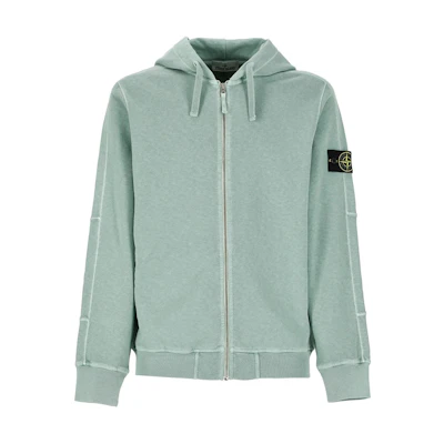 Stone Island Green Hooded Zip-Up Jacket with Logo Patch for Men 801563160-V0152