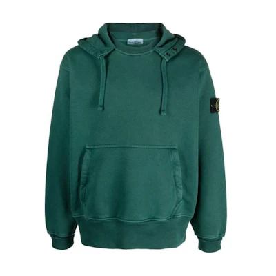 Stone Island Green Hoodie - Solid Color, Pullover, Slim Fit with Pocket 791566455-V0157
