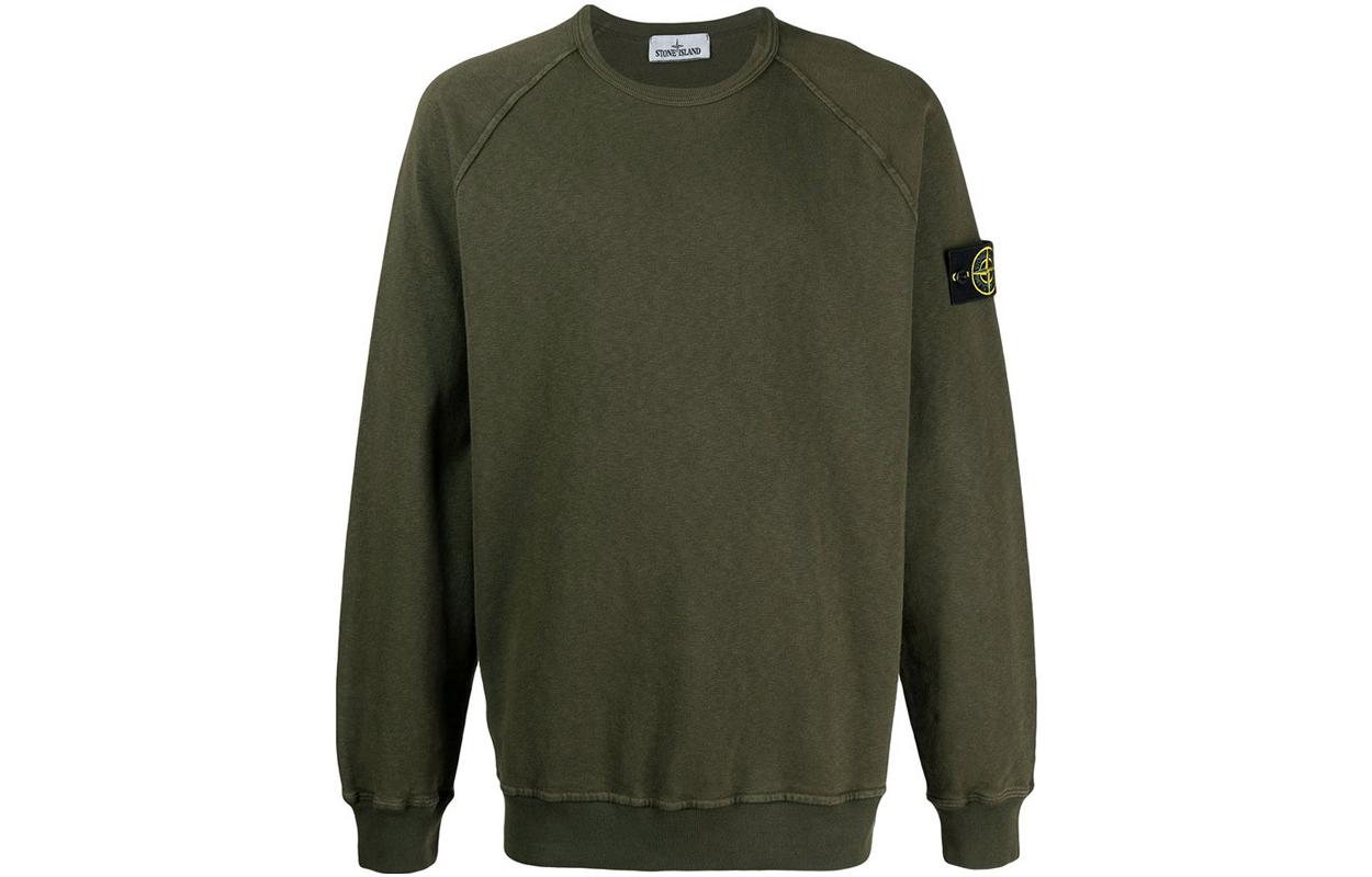 Stone Island Green Logo Crewneck Raglan Sweatshirt 741566060-V0158