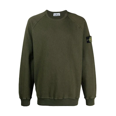 Stone Island Green Logo Crewneck Raglan Sweatshirt 741566060-V0158