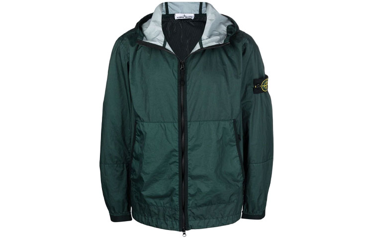 Stone Island Green Logo Patch Hooded Jacket 741540523-V0057