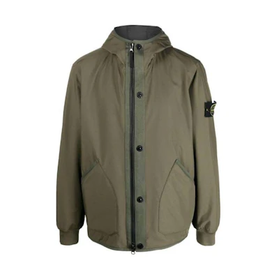 Stone Island Green Logo Patch Zip-Up Hoodie Jacket 791541027-V0058
