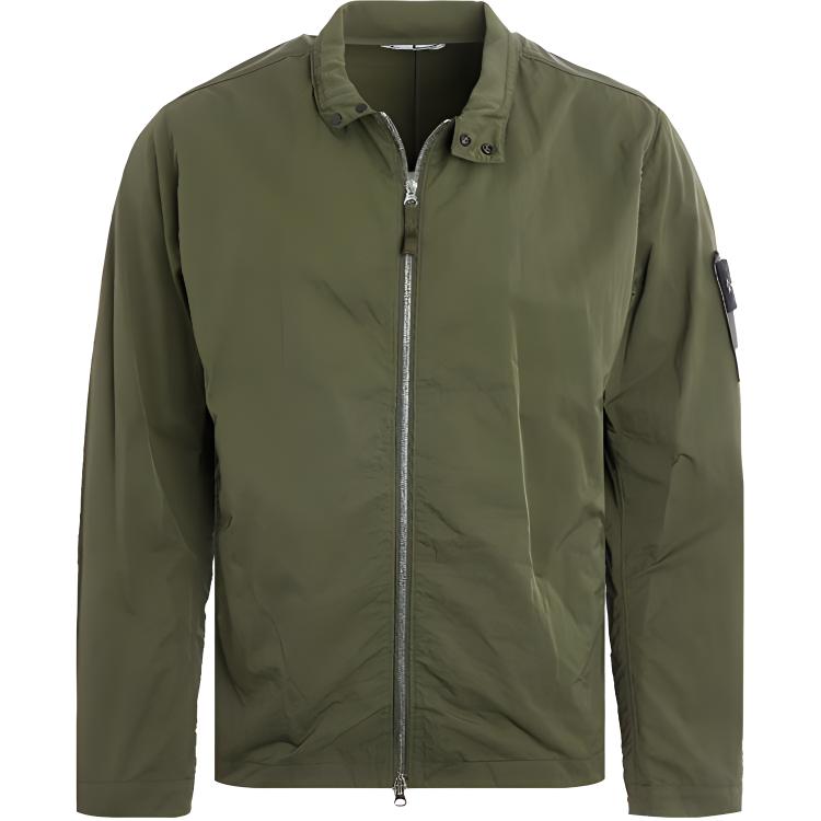 Stone Island Green Logo Patch Zip-Up Jacket for Men 741543833-V0058