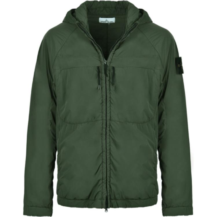 Stone Island Green Logo Pattern Slim Fit Hoodie Jacket for Men 731541228-V0059