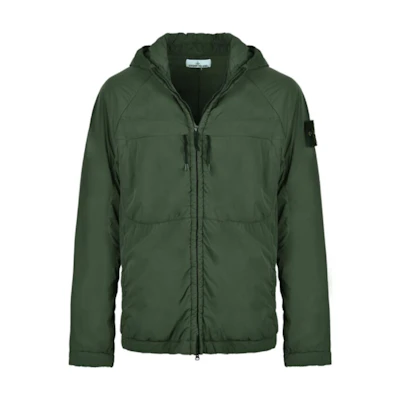 Stone Island Green Logo Pattern Slim Fit Hoodie Jacket for Men 731541228-V0059