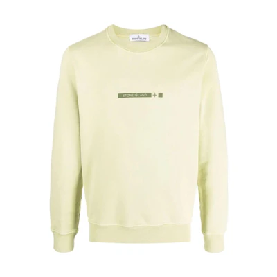 Stone Island Green Logo Print Crewneck Long Sleeve Sweatshirt 761563085-V0052