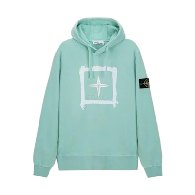 Stone Island Green Logo Print Sweatshirt with Sleeve Logo 741565894-V0044