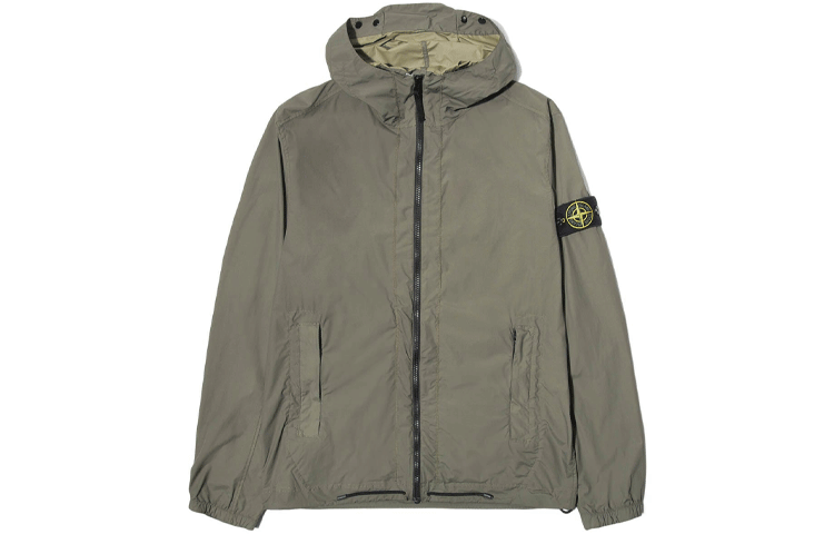 Stone Island Green Logo Print Zip Hoodie Jacket Long Sleeve 721543831-V0058