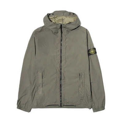 Stone Island Green Logo Print Zip Hoodie Jacket Long Sleeve 721543831-V0058