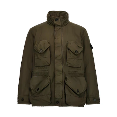 Stone Island Green Long-Sleeve Jacket with Stand Collar 791541249V0058