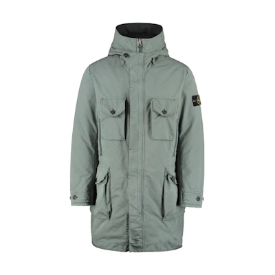 Stone Island Green Long Loose-Fit Hooded Jacket 751570549-V0055
