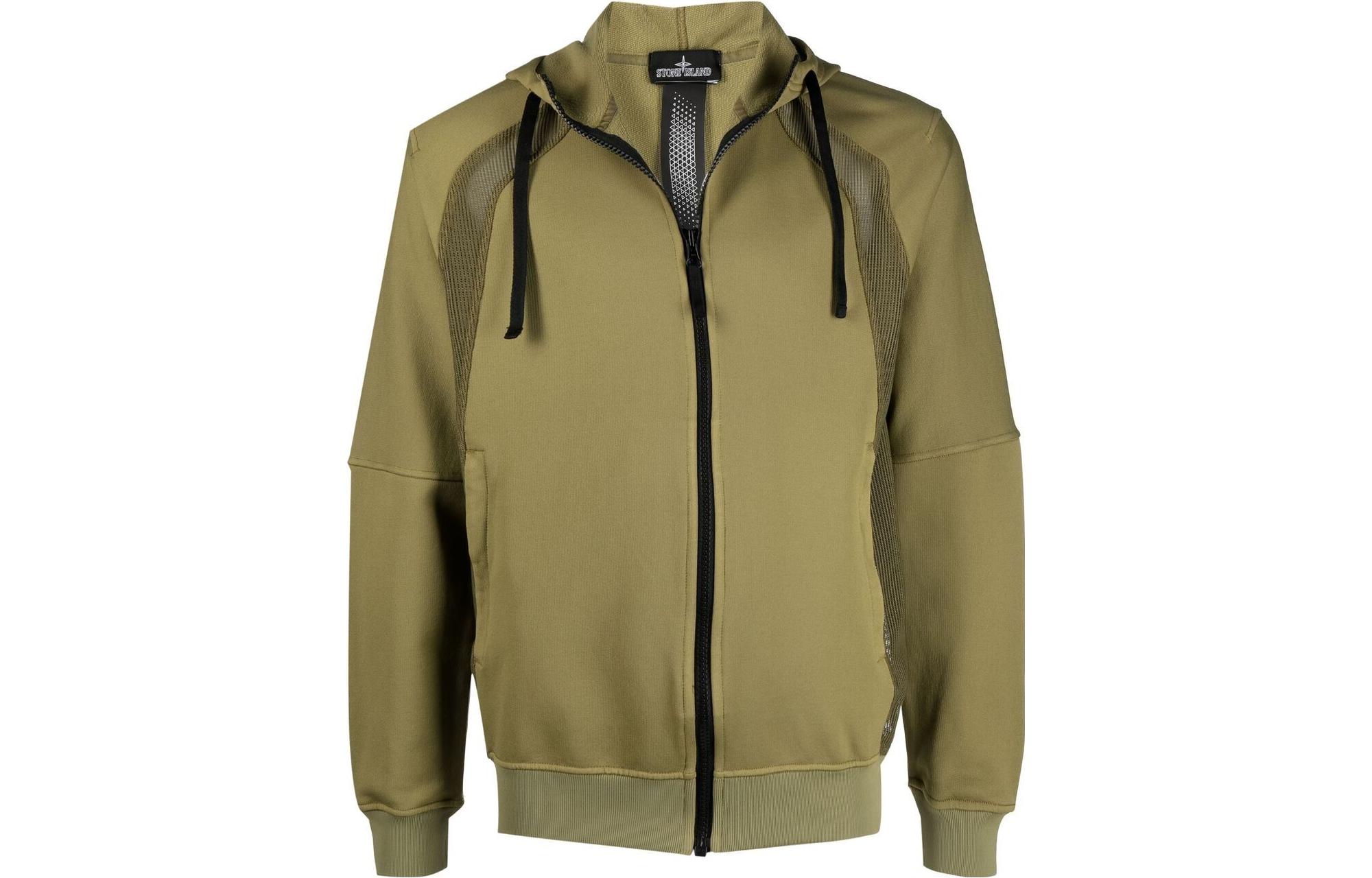 Stone Island Green Patchwork Zip-Up Hoodie 741960207-V0058