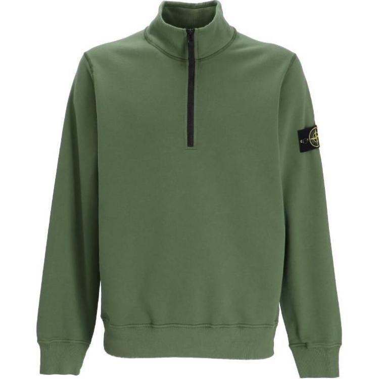 Stone Island Green Pullover Crewneck Sweatshirt with Badge Logo 771561920-V0058