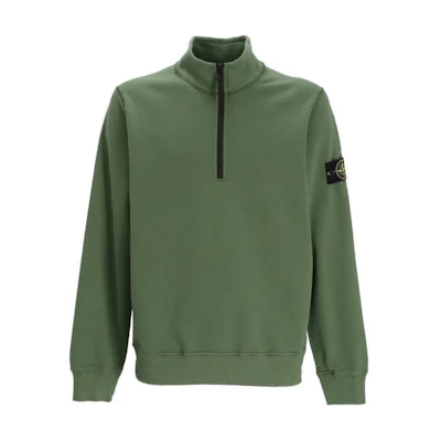 Stone Island Green Pullover Crewneck Sweatshirt with Badge Logo 771561920-V0058