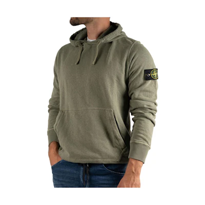 Stone Island Green Solid Color Casual Pullover Hoodie 721564960