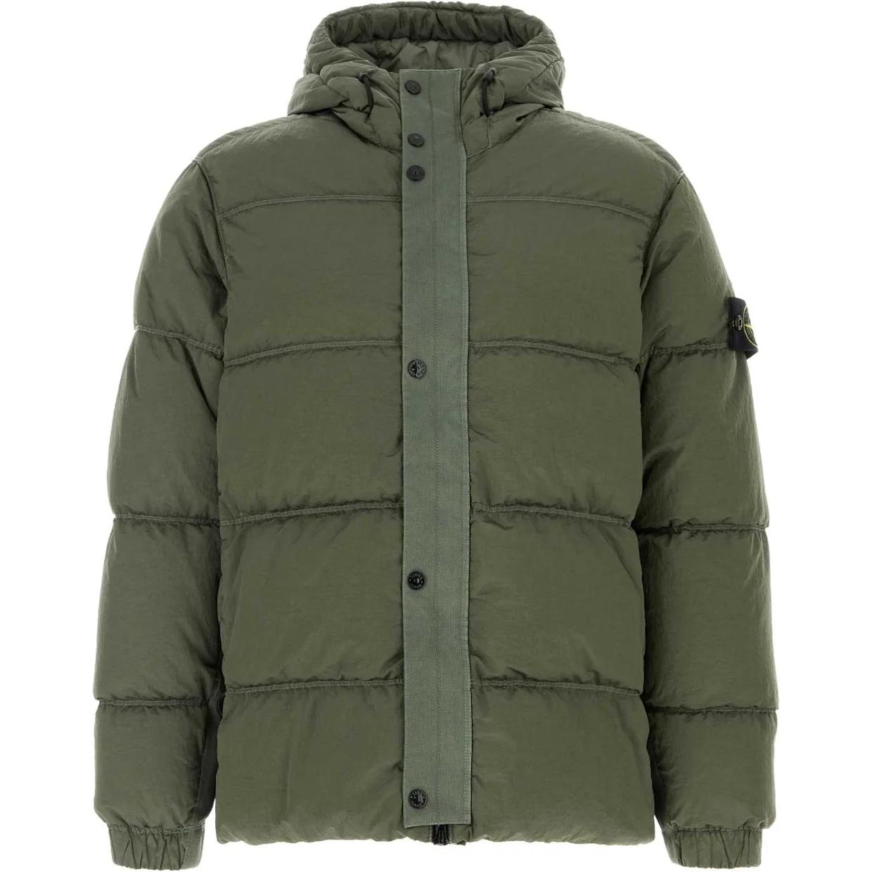 Stone Island Green Solid Color Hooded Jacket 811541419-V0059