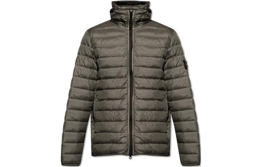 Stone Island Green Solid Color Zip-Up Jacket Long Sleeve 8015401240-V0059