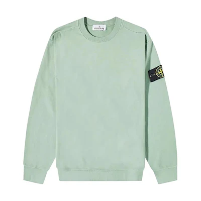 Stone Island Green Solid Logo Patch Knit Long-Sleeve Sweatshirt 7715533A3-V0055