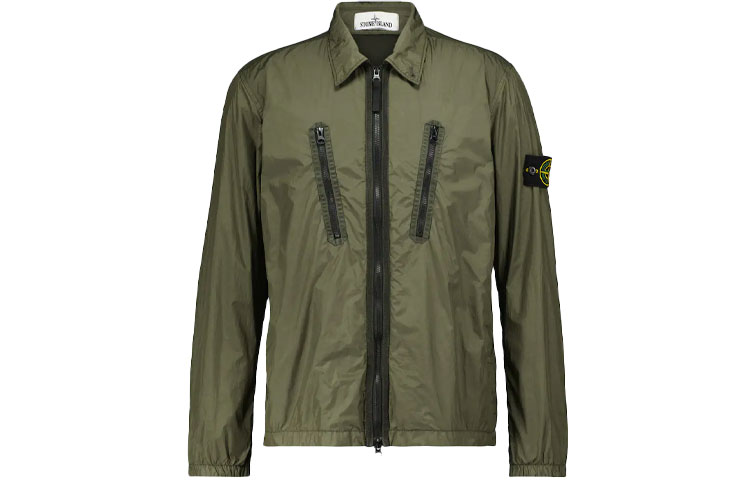 Stone Island Green Solid Zip-Up Jacket 751510523-V0055