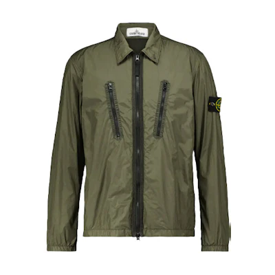 Stone Island Green Solid Zip-Up Jacket 751510523-V0055