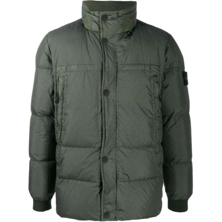 Stone Island Green Stand Collar Single-Breasted Jacket 731540123-V0059