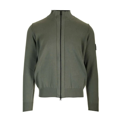 Stone Island Green Zip-Up Jacket with Stand Collar 8015542B2-V0059