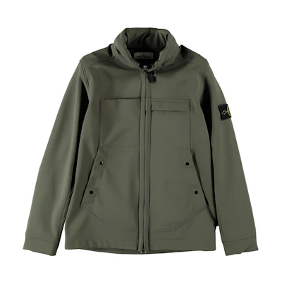 Stone Island Green Zip-Up Jacket with Stand Collar and Long Sleeves 7315Q0222-V0059