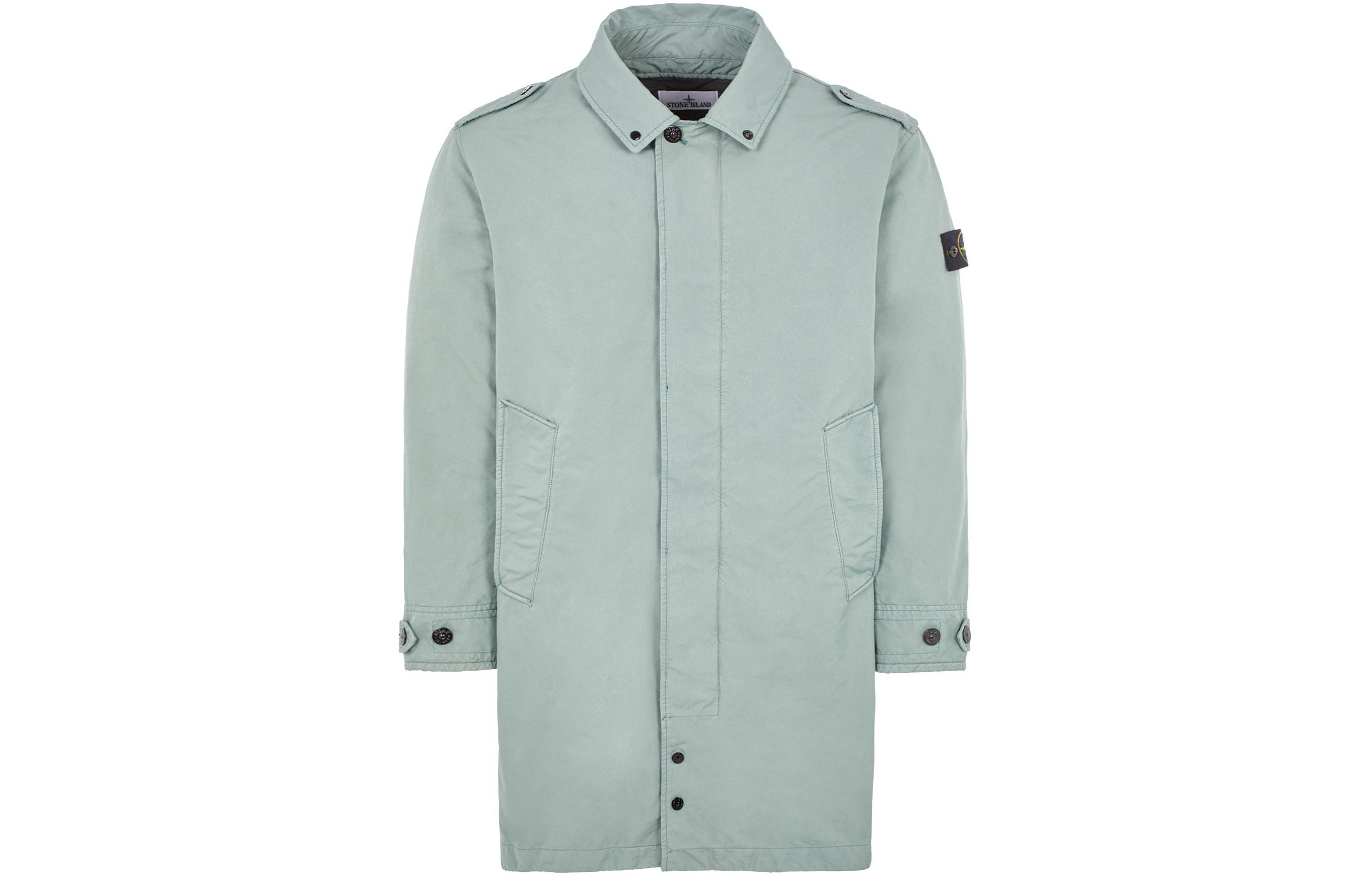 Stone Island Grey-Green Zip-Up Long-Sleeve Jacket with Collar 791570549-V0055