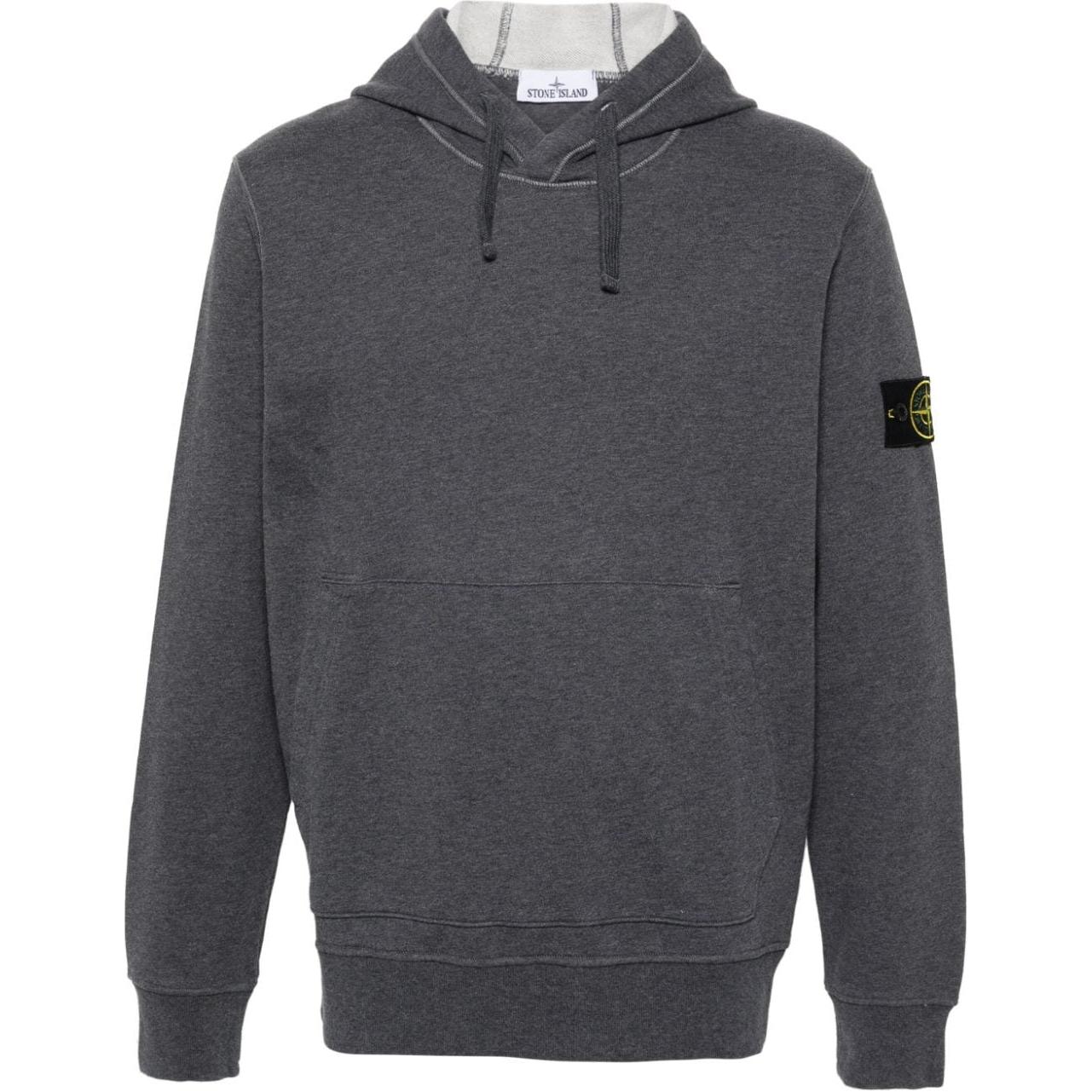 Stone Island Grey Hoodie Men’s Solid Color with Logo and Drawstring POIZON2407221444