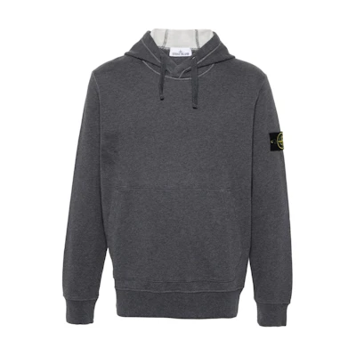 Stone Island Grey Hoodie Men’s Solid Color with Logo and Drawstring POIZON2407221444