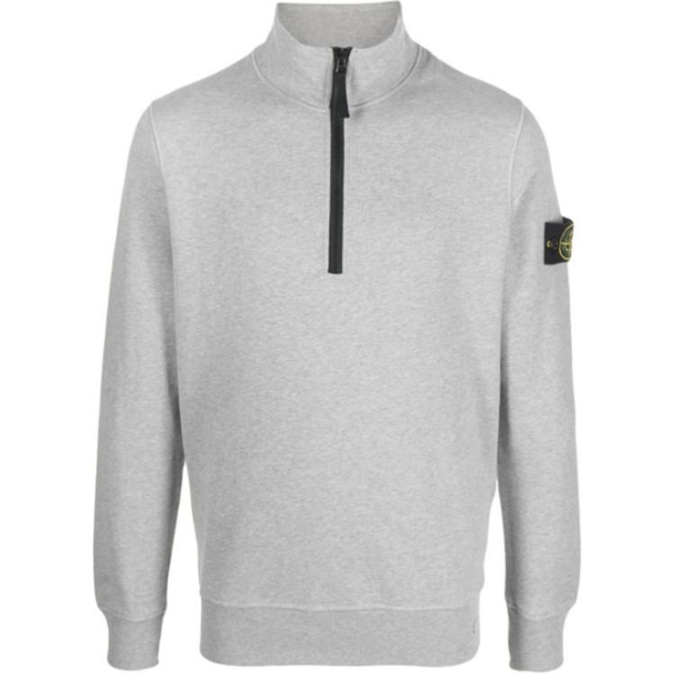Stone Island Grey Logo Badge Stand Collar Sweatshirt 771561920-V0061