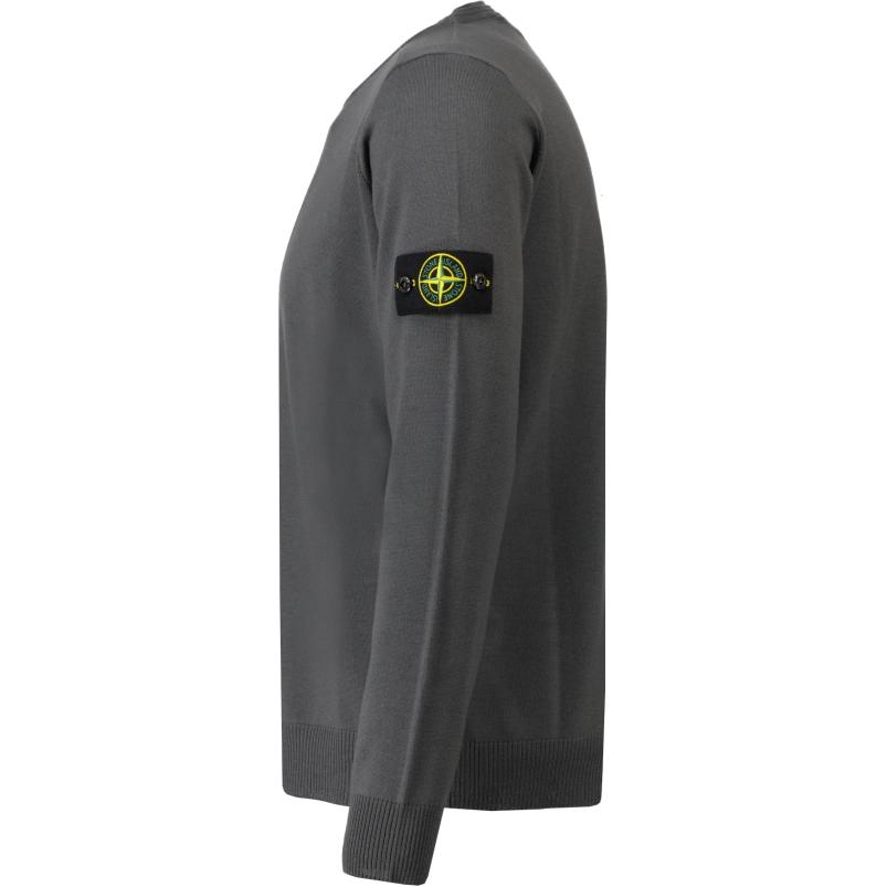 STONE ISLAND Grey Logo Embroidered Crewneck Pullover Sweater for Men. 8115510C4-V0062 圖 4