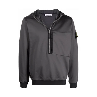 Stone Island Grey Logo Pullover Zip Sweatshirt 751563247-V0065