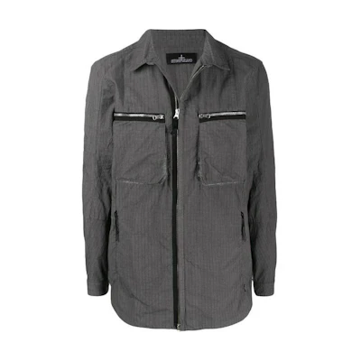Stone Island Grey Long Sleeve Zip-Up Jacket with Front Pocket 7119Q0402-V0060