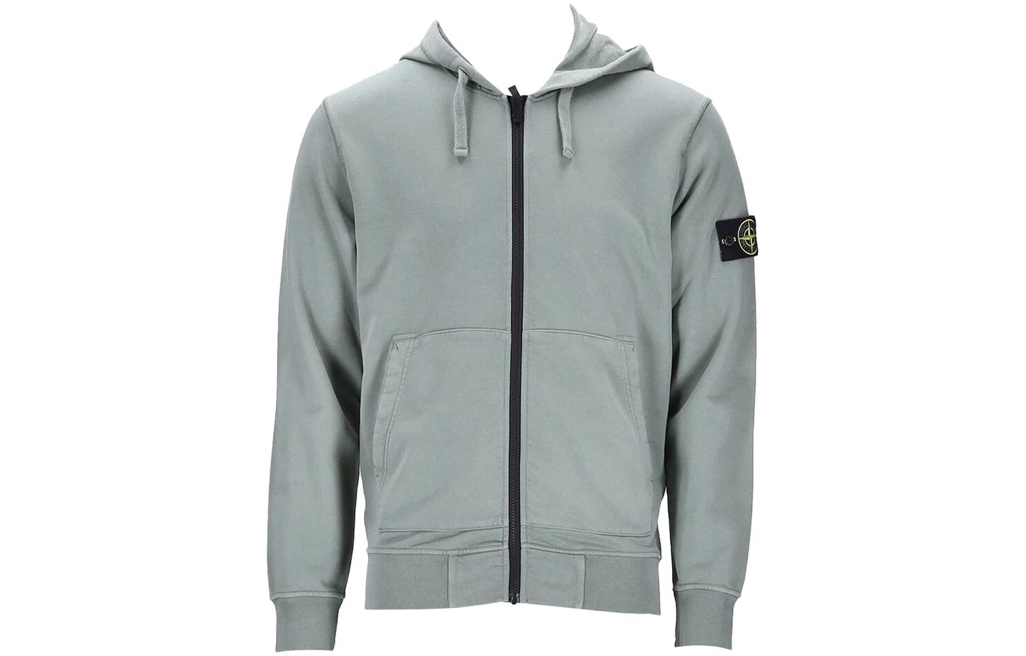 Stone Island Grey Solid Color Hooded Jacket for Men 791564251-V0055
