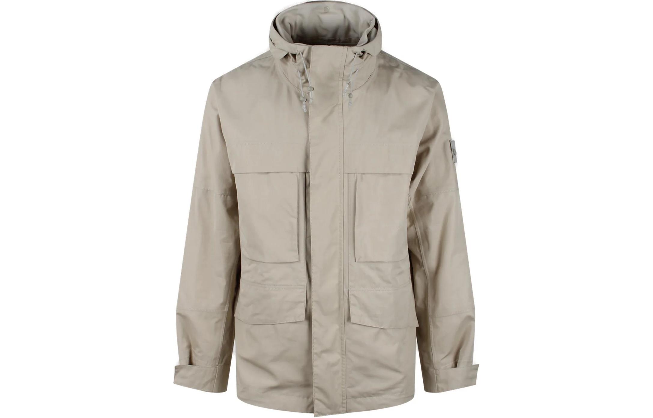 Stone Island Grey Solid Color Hooded Zip-Up Relaxed Jacket 8015433F1-V0090