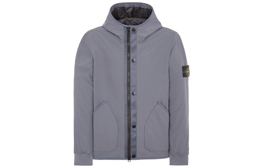 Stone Island Grey Solid Color Zip-Up Hoodie Jacket 791541027-V0062