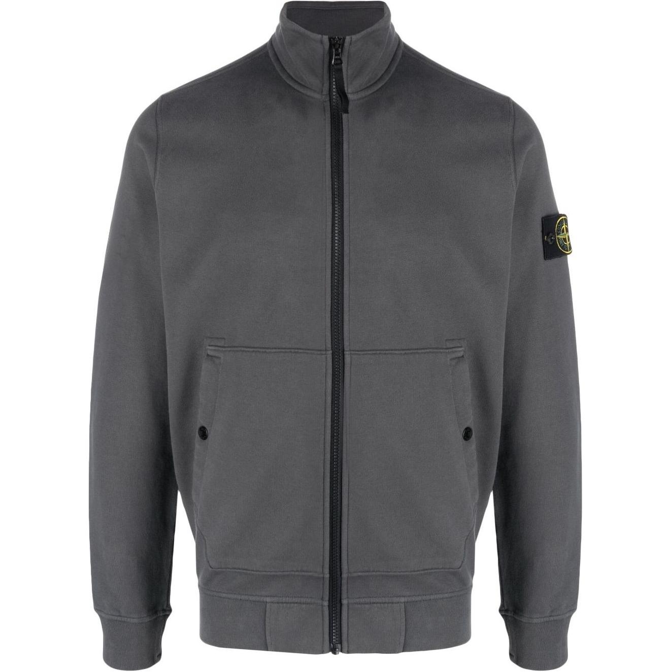 Stone Island Grey Solid Color Zip-Up Jacket 791562820-V0062