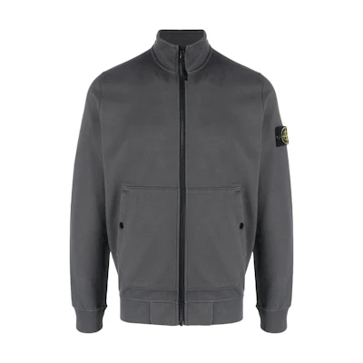 Stone Island Grey Solid Color Zip-Up Jacket 791562820-V0062
