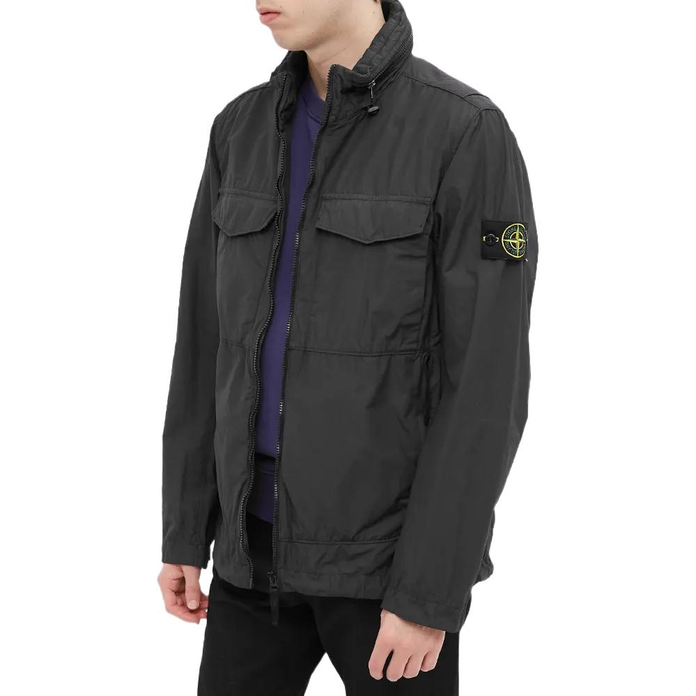 Lookbook Jaket Poket Zip Logo Patch Solid Kelabu Stone Island 761540532-V0065