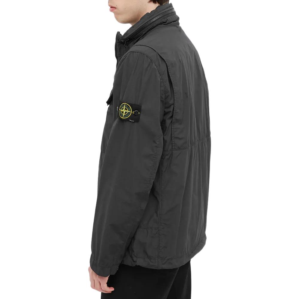 Shop Jaket Poket Zip Logo Patch Solid Kelabu Stone Island 761540532-V0065