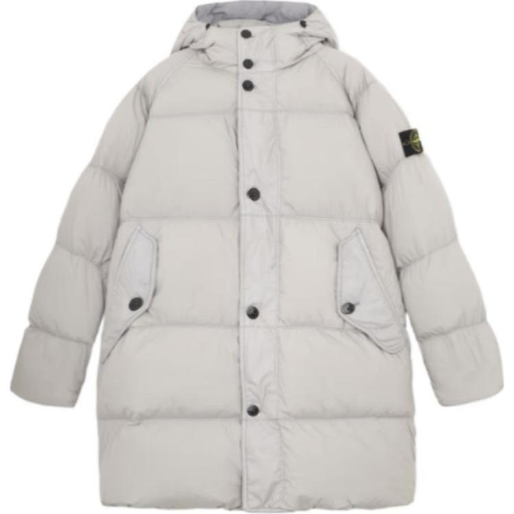 STONE ISLAND Grey Unisex Hooded Long Down Jacket with Logo Patch. 811570123-V0060 圖 2
