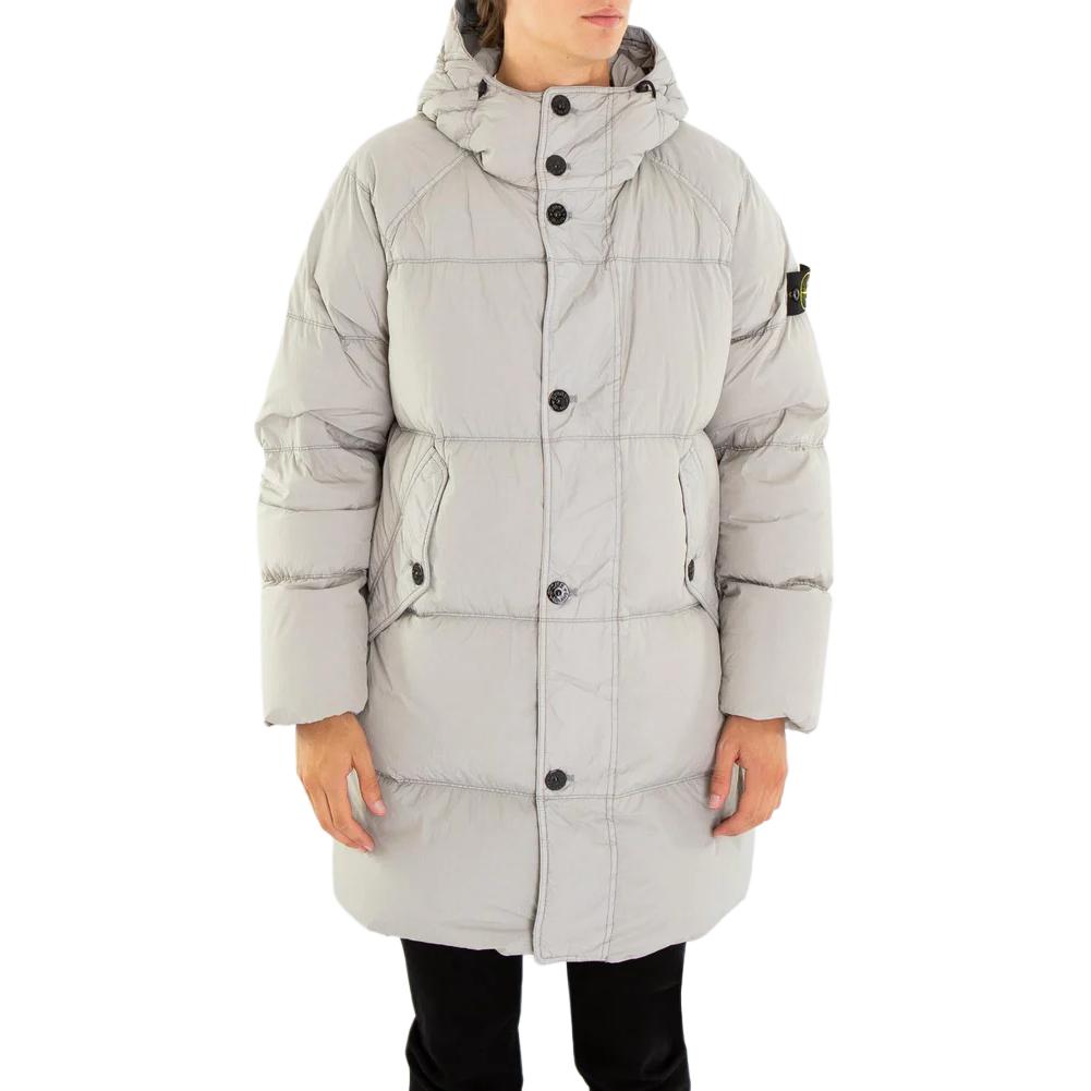 STONE ISLAND Grey Unisex Hooded Long Down Jacket with Logo Patch. 811570123-V0060 圖 6