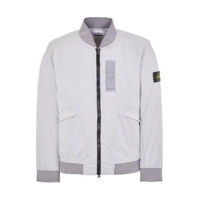 Stone Island Grey Zip-Up Logo Printed Long-Sleeve Jacket 801540525-V0064