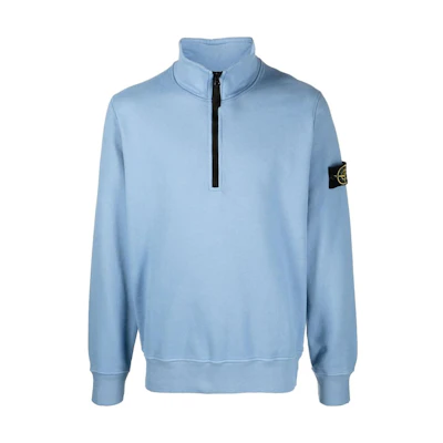 Stone Island Half-Zip High Neck Logo Patch Sweatshirt Light Blue 771561920-V0046