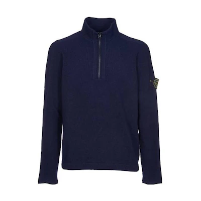Stone Island Half-Zip Logo Sweatshirt Navy Blue 7915529A3-V0020
