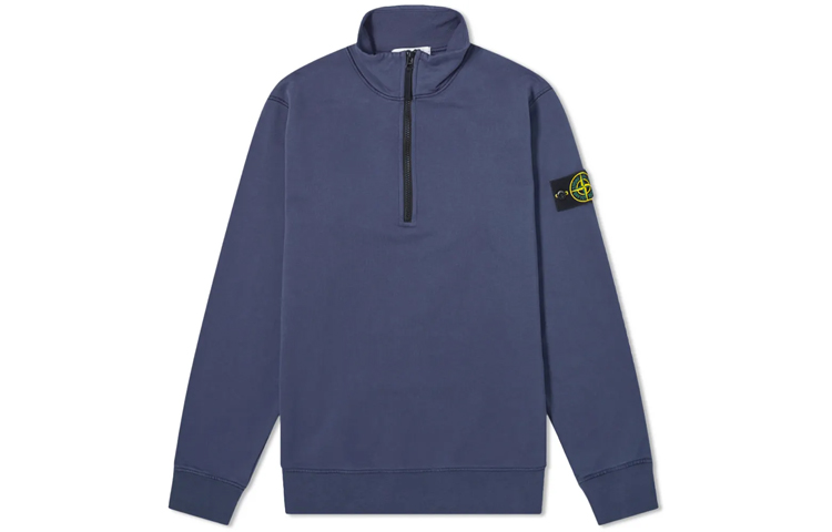 Stone Island Half-Zip Pullover Long Sleeve Sweatshirt Blue ( Fall Collection) 741561951-V0024